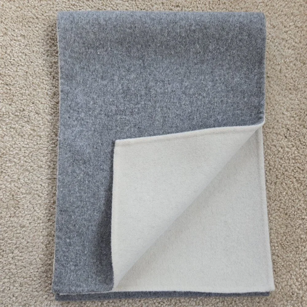 NWOT Reversible Wool Scarf Minimalist Modern Grey & Cream